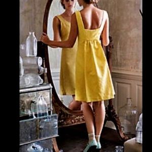 What goes around comes around by Anthropologie chartreuse dress “rain in spain”